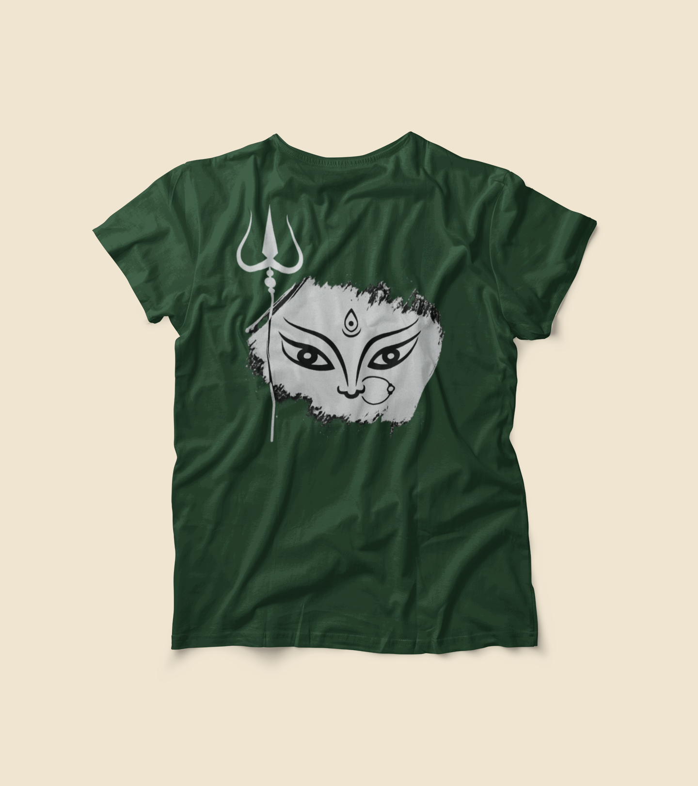Silver Durga Devi Trishul Face T-Shirt | Festive Navratri & Durga Puja Edition