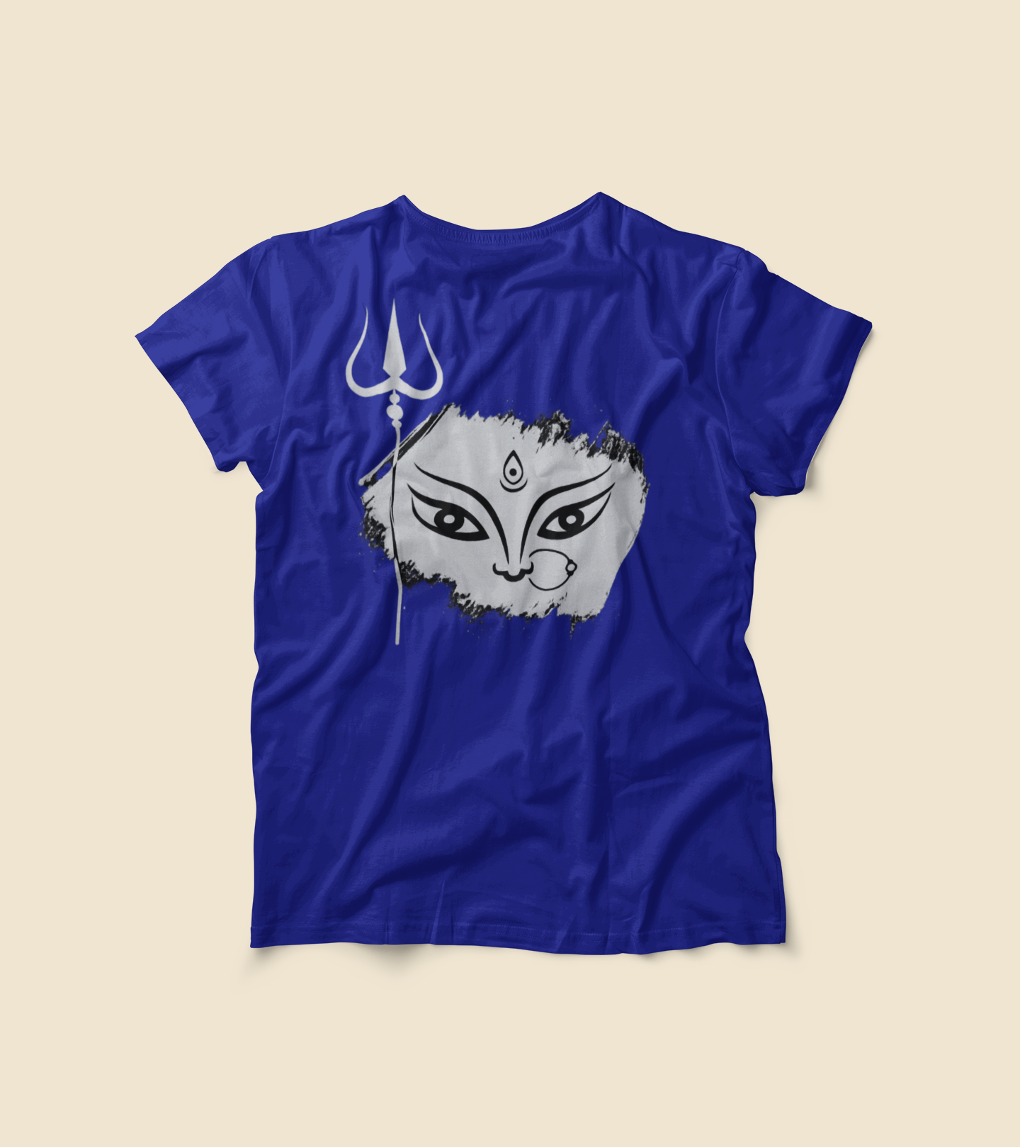 Silver Durga Devi Trishul Face T-Shirt | Festive Navratri & Durga Puja Edition
