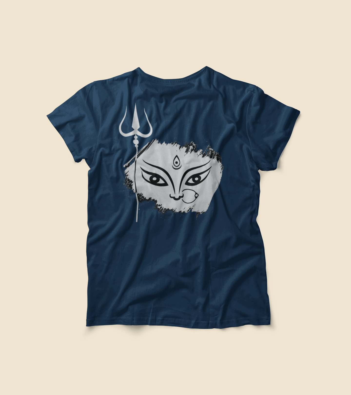 Silver Durga Devi Trishul Face T-Shirt | Festive Navratri & Durga Puja Edition