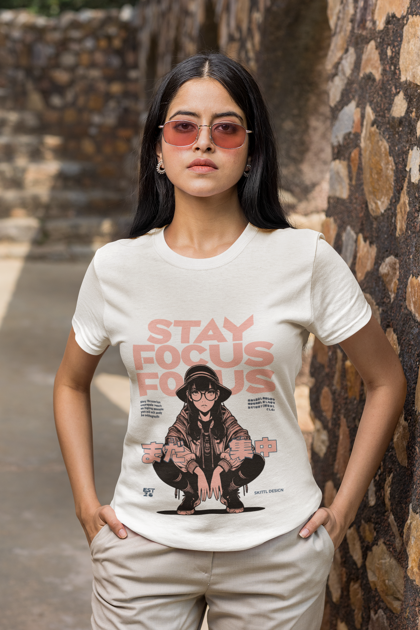 Stay Focused Anime T-Shirt – Motivational Japanese Graphic Tee for Women