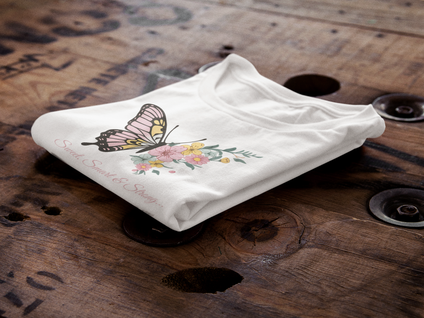 Butterfly Floral Girls T-Shirt - White