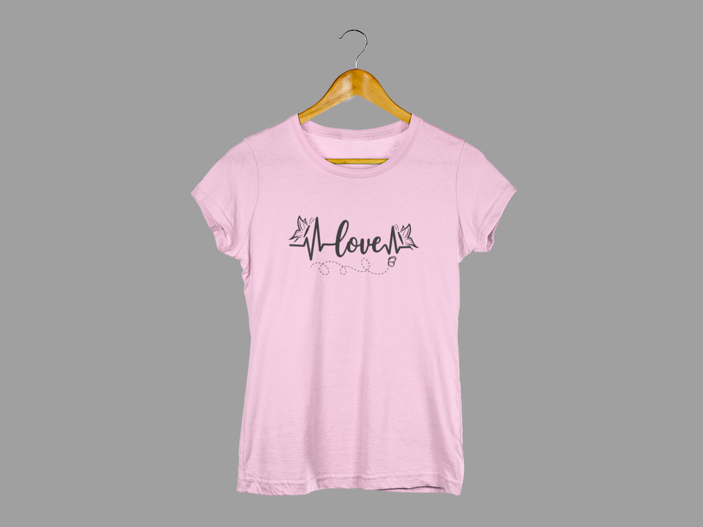 Women's Graphic T-Shirt – "Love" Heartbeat Design