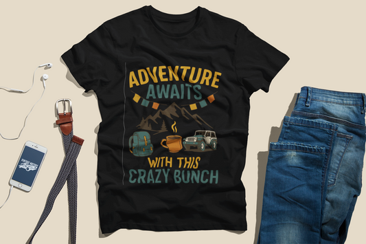 Adventure Awaits Unisex Travel T-Shirt -  Black