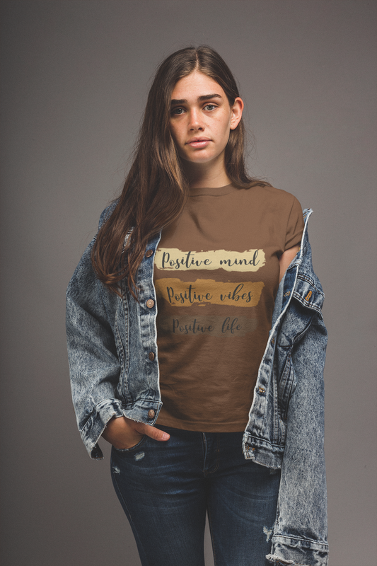 Positive vibes Tshirt - coffee brown