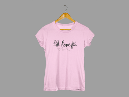 Women's Graphic T-Shirt – "Love" Heartbeat Design